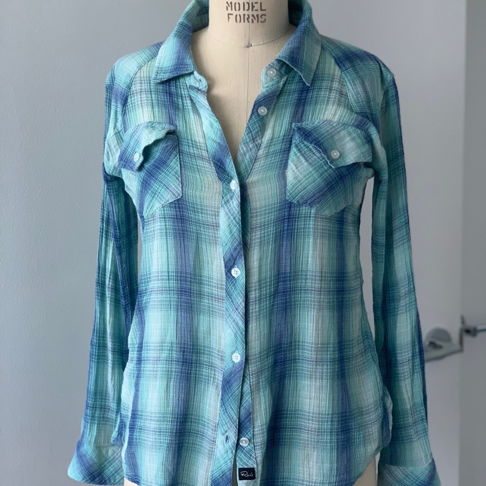 Rails blue plaid shirt